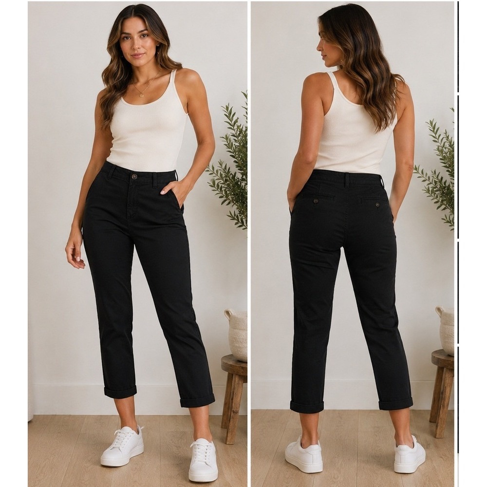 Quince Girlfriend Chino Pants Women 30 Black Minimalist Organic Cotton Twill